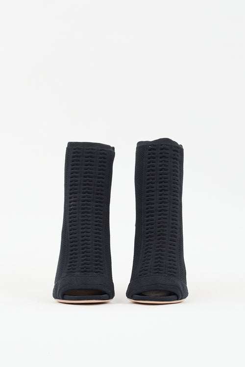 Gianvito Rossi Black Stretch Knit Vires 105 Sock Boot