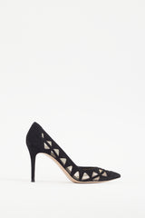 Gianvito Rossi Black Suede & Mesh Maxine Pump