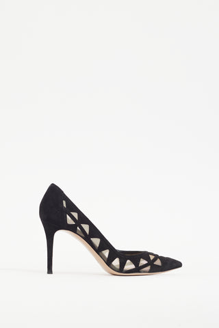 Gianvito Rossi Black Suede & Mesh Maxine Pump