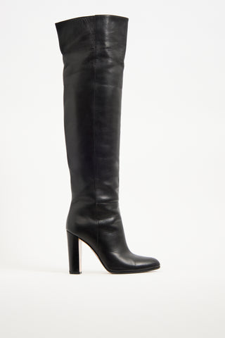 Gianvito Rossi Black Leather Thigh High Boot