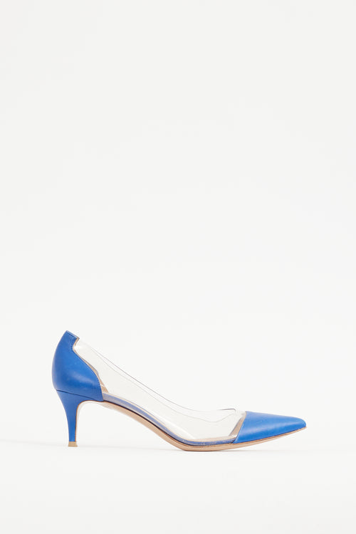 Gianvito Rossi Blue Leather & PVC Plexi 55 Pump