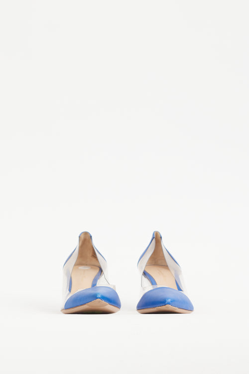 Gianvito Rossi Blue Leather & PVC Plexi 55 Pump