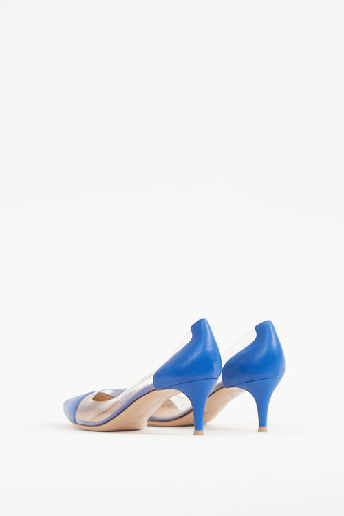 Gianvito Rossi Blue Leather & PVC Plexi 55 Pump