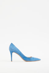 Gianvito Rossi Blue Suede Gianvito 85 Pump