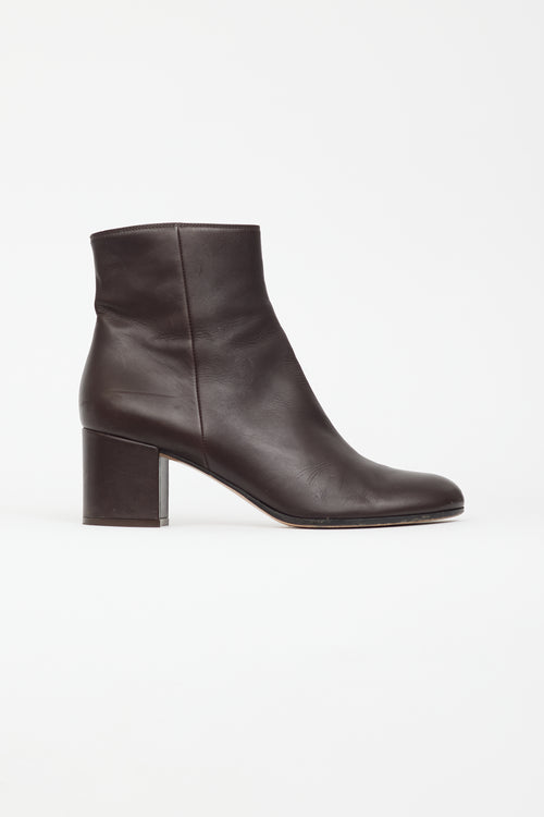 Gianvito Rossi Brown Leather Rounded Toe Boot
