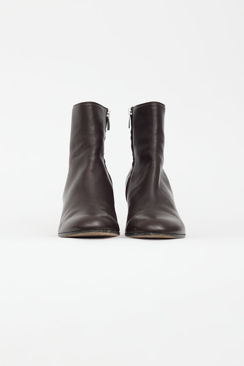 Gianvito Rossi Brown Leather Rounded Toe Boot