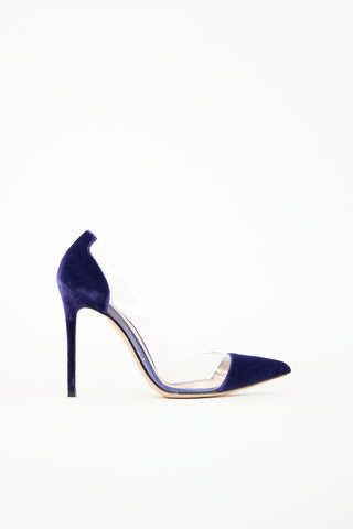 Gianvito Rossi Purple Velvet & PVC Plexi Pump