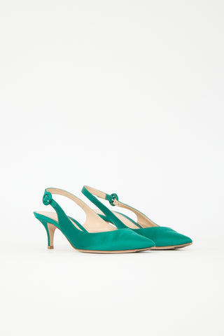 Gianvito Rossi Satin Anna Slingback Pump