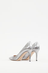 Gianvito Rossi Silver Leather Gianvito 85 Pump