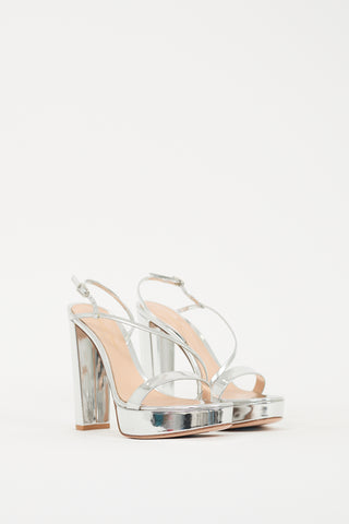 Gianvito Rossi Silver Metallic Leather Kimberly Platform Heel