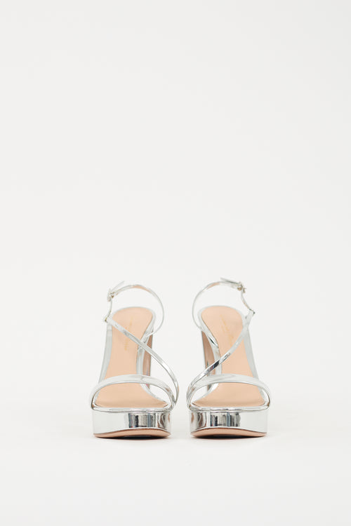 Gianvito Rossi Silver Metallic Leather Kimberly Platform Heel