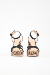 Gianvito Rossi Suede & Printed Satin Poppy Sandal