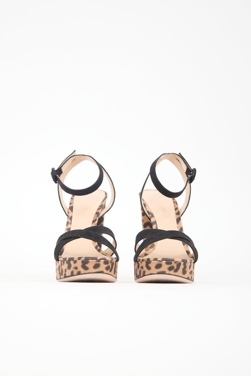 Gianvito Rossi Suede & Printed Satin Poppy Sandal