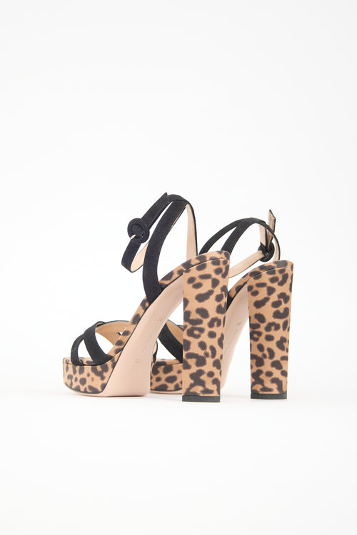 Gianvito Rossi Suede & Printed Satin Poppy Sandal