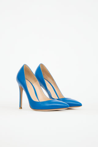 Gianvito Rossi Blue Leather Gianvito 105 Pump