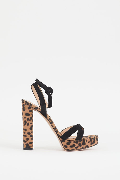 Gianvito Rossi Brown & Black Printed Poppy Heel