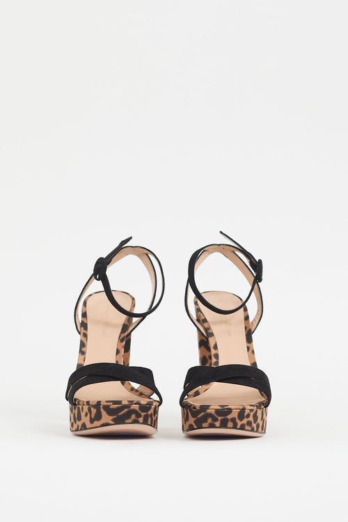 Gianvito Rossi Brown & Black Printed Poppy Heel