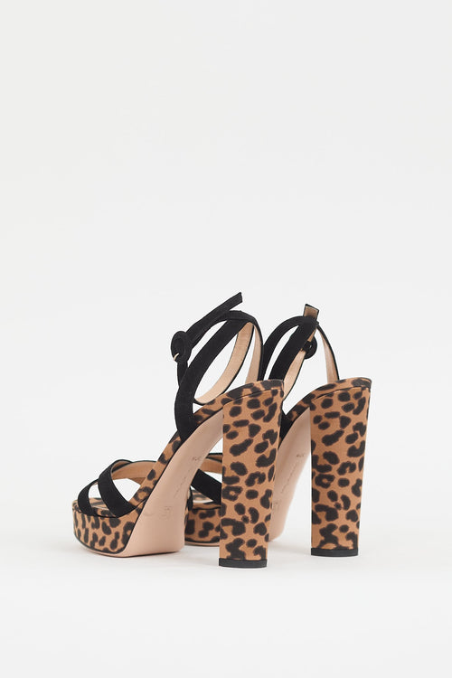 Gianvito Rossi Brown & Black Printed Poppy Heel