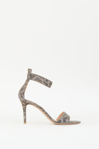 Gianvito Rossi Silver & Gold Patterned Glitter Heeled Sandal