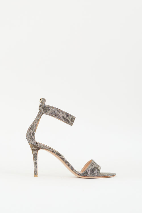 Gianvito Rossi Silver & Gold Patterned Glitter Heeled Sandal