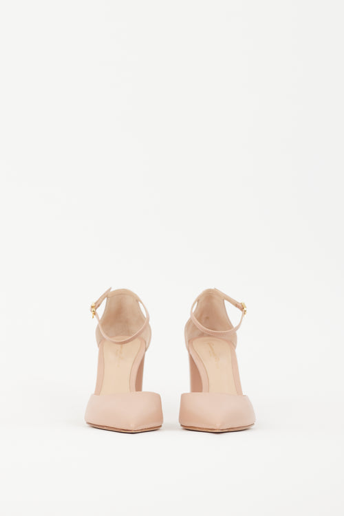 Gianvito Rossi Beige Leather Ribbon D'Orsay 90mm Pump