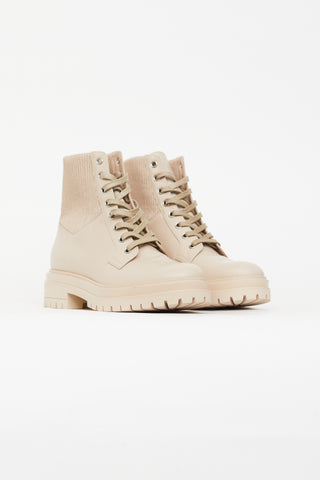 Gianvito Rossi Beige Leather Combat Ankle Boot