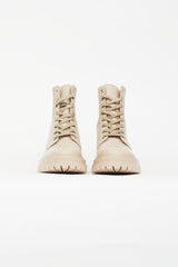 Gianvito Rossi Beige Leather Combat Ankle Boot