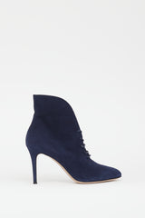 Gianvito Rossi Blue Suede Lace Up Stiletto Boot