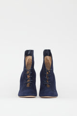 Gianvito Rossi Blue Suede Lace Up Stiletto Boot