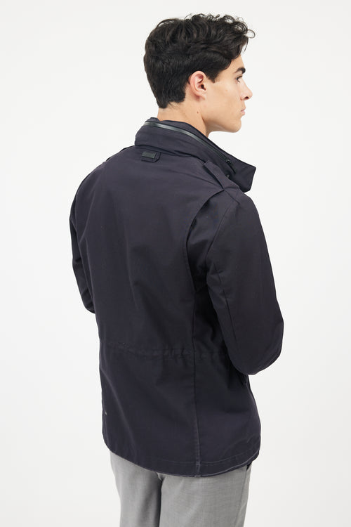Giorgio Armani Black Hooded Rain  Jacket