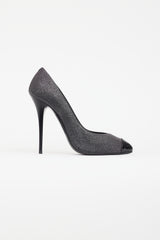 Giuseppe Zanotti Black & Silver Metallic Textured Heel