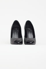 Giuseppe Zanotti Black & Silver Metallic Textured Heel