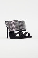 Giuseppe Zanotti Black Satin & Rhinestone Strap Sandal