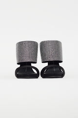 Giuseppe Zanotti Black Satin & Rhinestone Strap Sandal