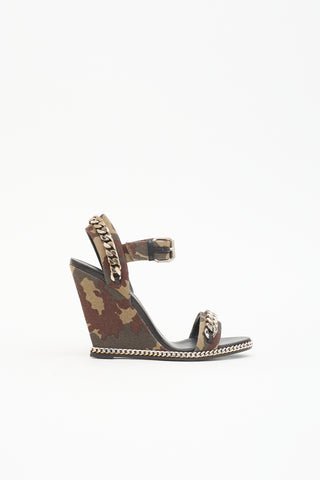 Giuseppe Zanotti Camo Chain Wedge Sandal