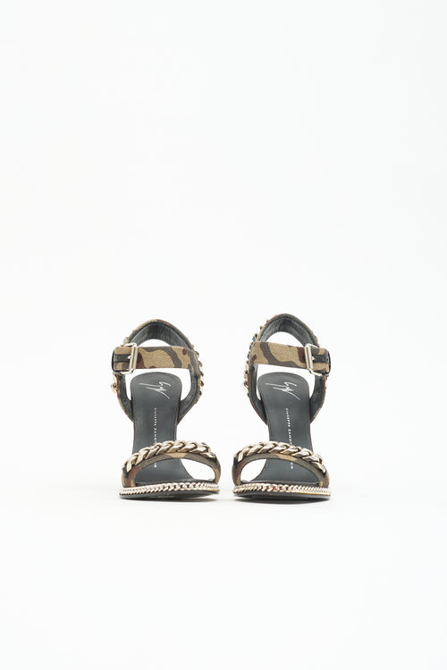 Giuseppe Zanotti Camo Chain Wedge Sandal