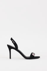 Giuseppe Zanotti Black Suede & Multi Crystal Slingback Heel