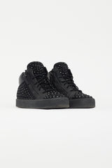Giuseppe Zanotti Black Suede Studded High Top Sneaker