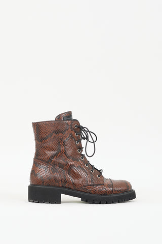 Giuseppe Zanotti Brown & Black Textured Leather Thora Boot