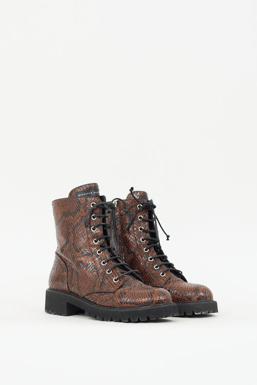 Giuseppe Zanotti Brown & Black Textured Leather Thora Boot