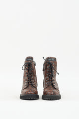 Giuseppe Zanotti Brown & Black Textured Leather Thora Boot