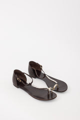 Giuseppe Zanotti Brown & Silver Leather Crystal Embellished Sandal