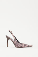 Giuseppe Zanotti Pink & Black Embossed Leather Slingback Heel