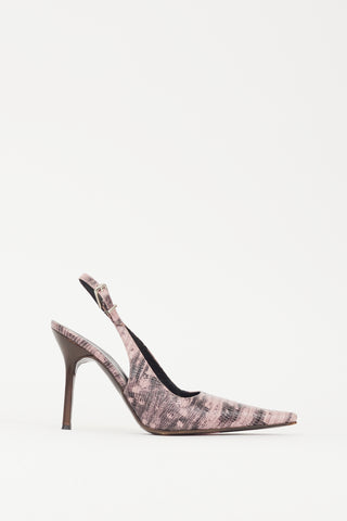 Giuseppe Zanotti Pink & Black Embossed Leather Slingback Heel