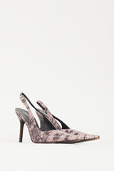 Giuseppe Zanotti Pink & Black Embossed Leather Slingback Heel