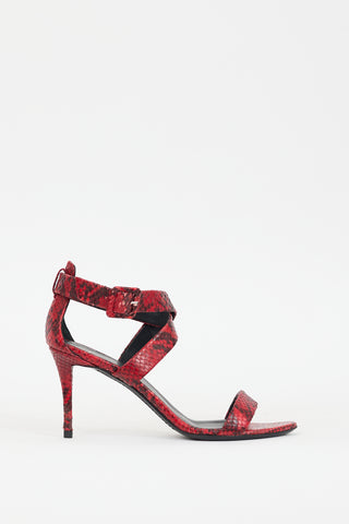 Giuseppe Zanotti Red Textured Leather Strappy Heel