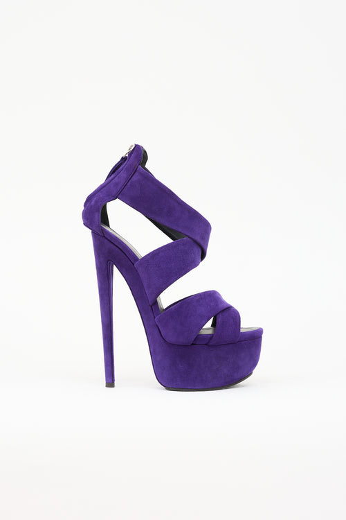 Giuseppe Zanotti Suede Criss Cross Platform Sandal