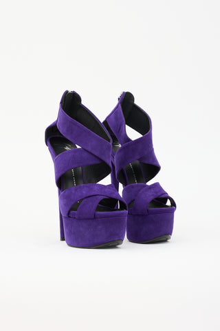 Giuseppe Zanotti Suede Criss Cross Platform Sandal