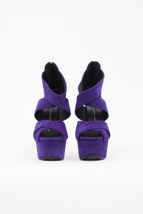 Giuseppe Zanotti Suede Criss Cross Platform Sandal