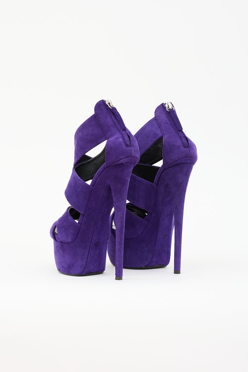 Giuseppe Zanotti Suede Criss Cross Platform Sandal